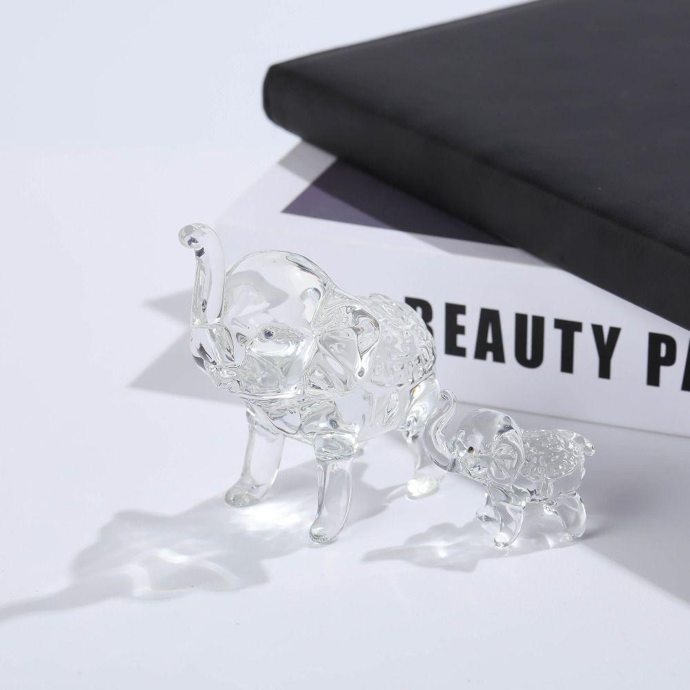 Modern Crystal Elephant Statue Cute Desktop Crystal Ornaments Baby Elephant Ornaments Home