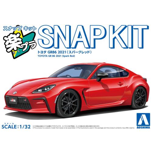 Aoshima Bunka Kyozai 1/32 Scale Rakupla Snap Kit No.10-SR Toyota GR86 2021 Spark Red Pre-Colored Plastic Model Kit (Automobile)