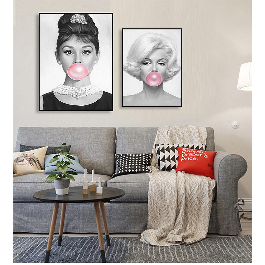 Prints Wall pictures For Living Room Decor Sexy Woman Girl Bubble Retro Art Canvas Painting Nordic Posters And