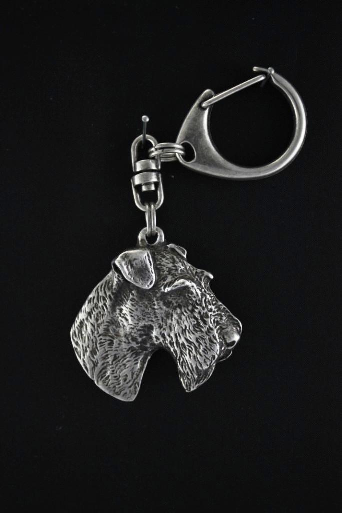 Fox Terrier Wire - Silver-plated Key Ring with Dog, Handbag Decoration, Backpack Pendant by Art-Dog Brand