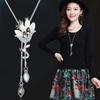 Women Long Necklace Fashion Geometric Crystal Necklaces Pendant Jewelry Statement Sweater Chain Collier Femme Collar Accessories