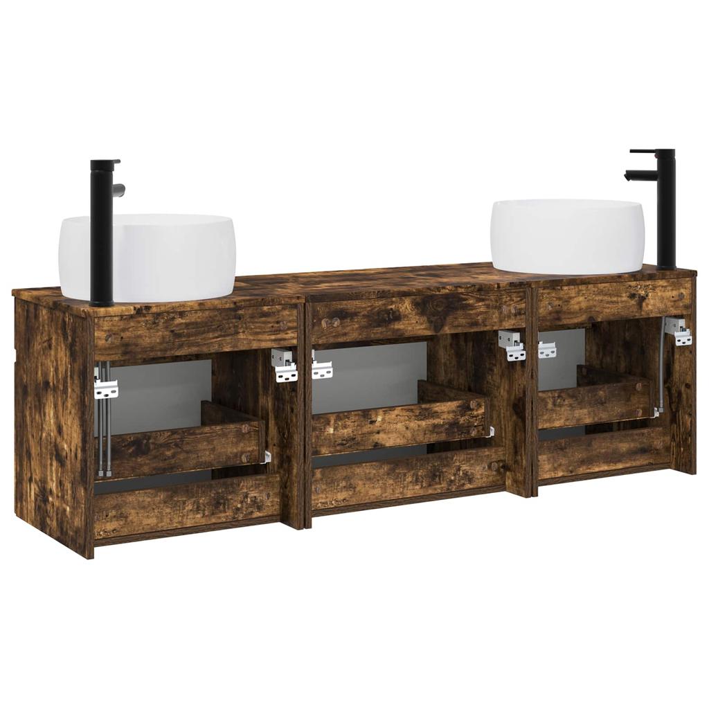 Bathroom Cabinet Set 3 pcs Smoked Oak
