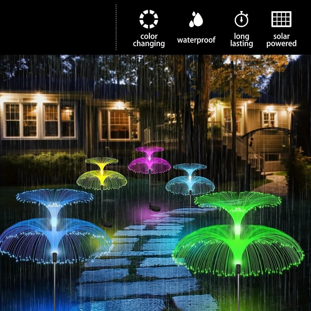 1 шт. Солнечный оптоволоконный светильник-медуза, наружный водонепроницаемый 1/2/3/5 слоев для дорожки, улицы, лужайки, патио, наружного декора