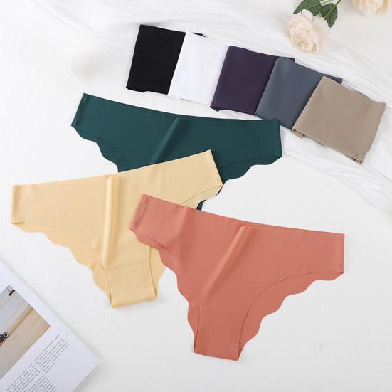 8 Pcs Seamless Underwear for Women No Show Ice Silk Hipster Panties Wave Edge Invisible Triangle Briefs