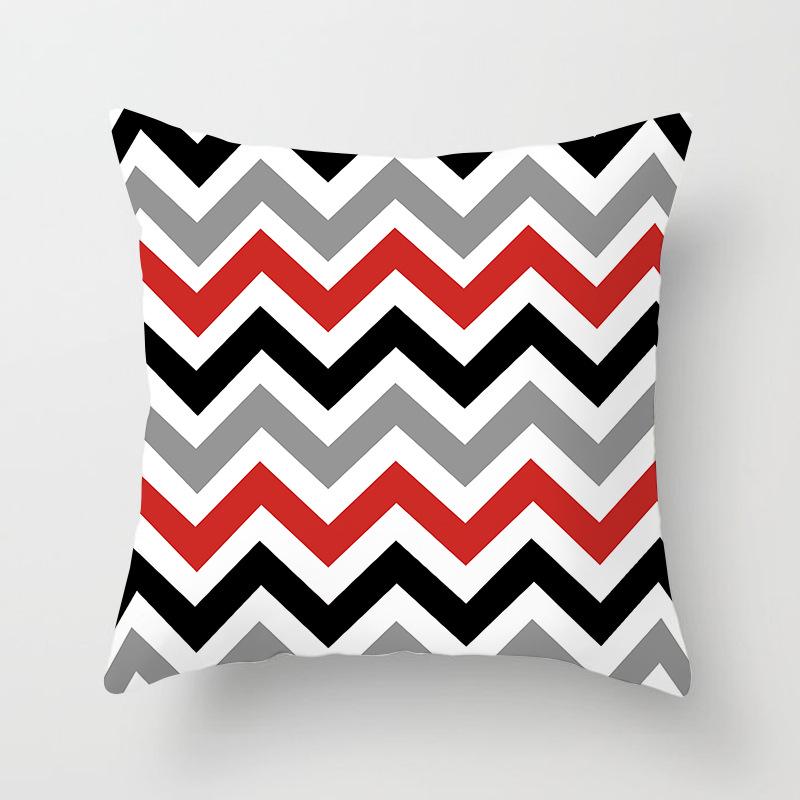 Red Geometric Cushion Cover 45X45 Pillowcase Decor Sofa  Polyester  Home