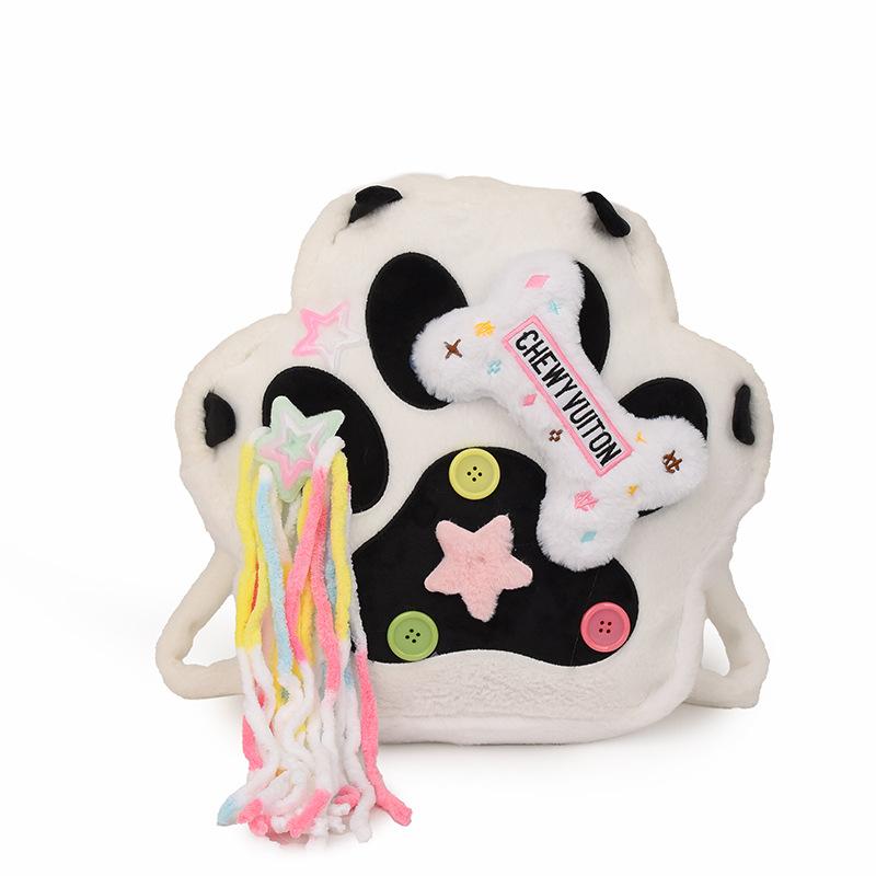 Сумка с кошачьими лапками, плюшевая сумка с рисунком, рюкзак, сумка на плечо, милая девочка, одно плечо