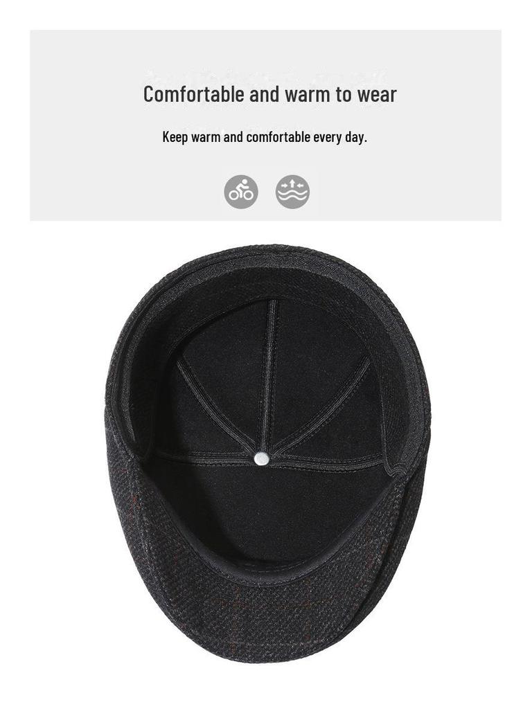 Стильная кепка «утконос» для мужчин среднего и пожилого возраста — теплая повседневная шапка с бархатной подкладкой для осени и зимы на открытом воздухе.