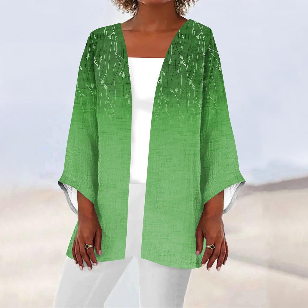 Women's Casual Fashion Printed Lightweight Mid-length Jacket Cardigan