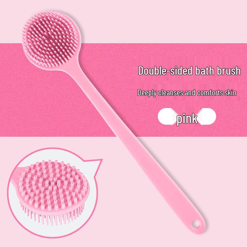 Silicone Long Handle Bath Brush & Double-Sided Back Scrubber