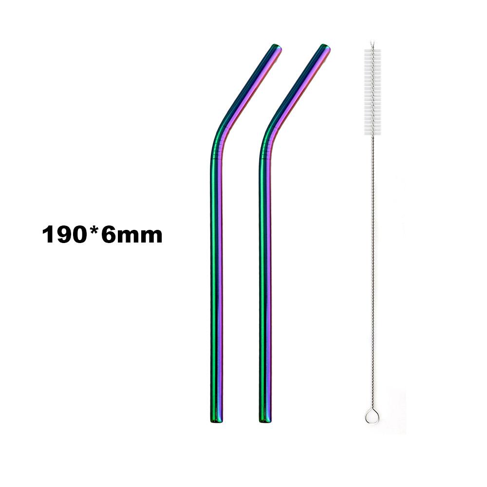 Reusable Drinking Metal Straw Stainless Steel Colorful Rainbow Straw 16/19/21/23/26cm Straws Diameter 6/8/12mm With 1 Brush