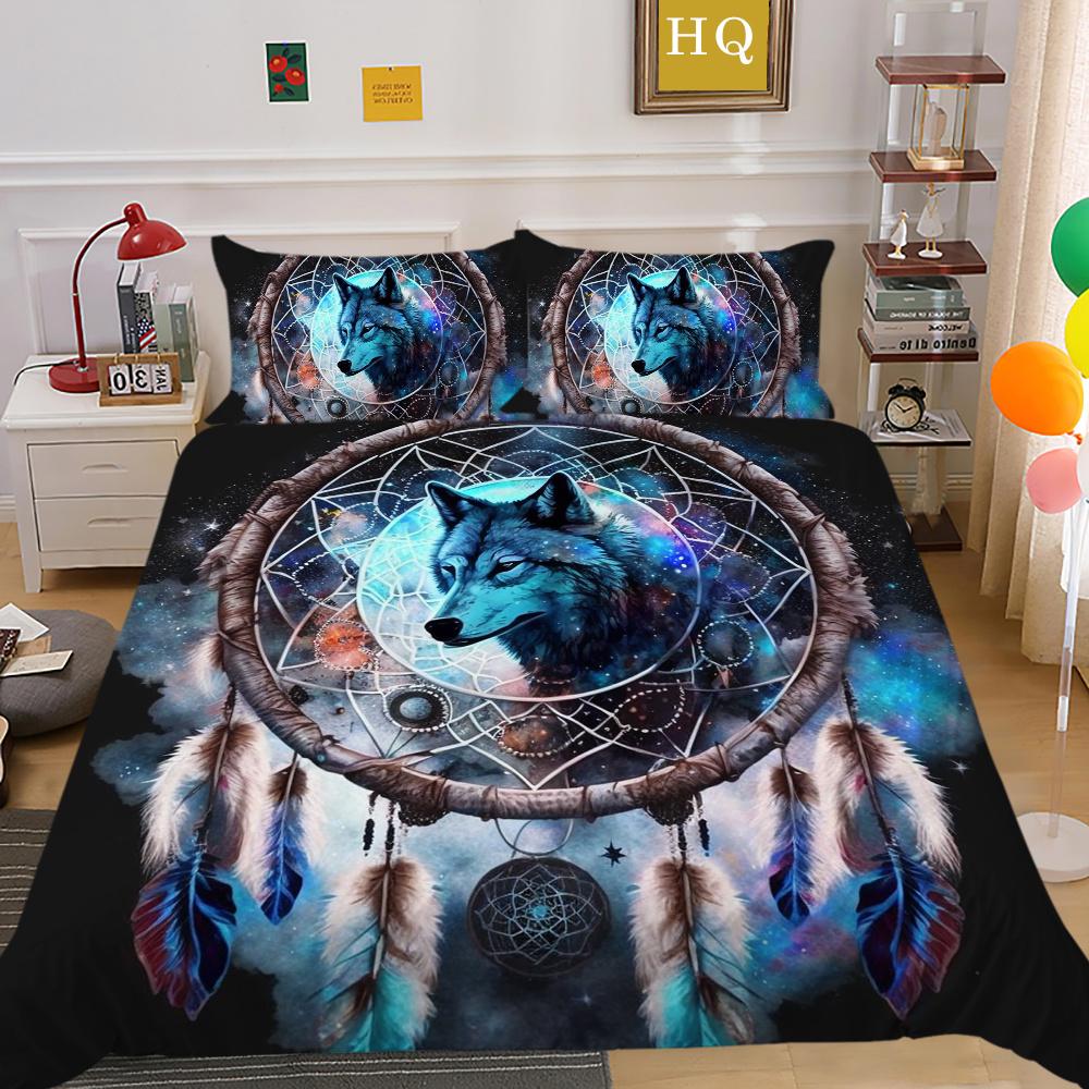 Пододеяльники с принтом волка King Size, комплект постельного белья из микрофибры, мужской мягкий высококачественный домашний текстиль