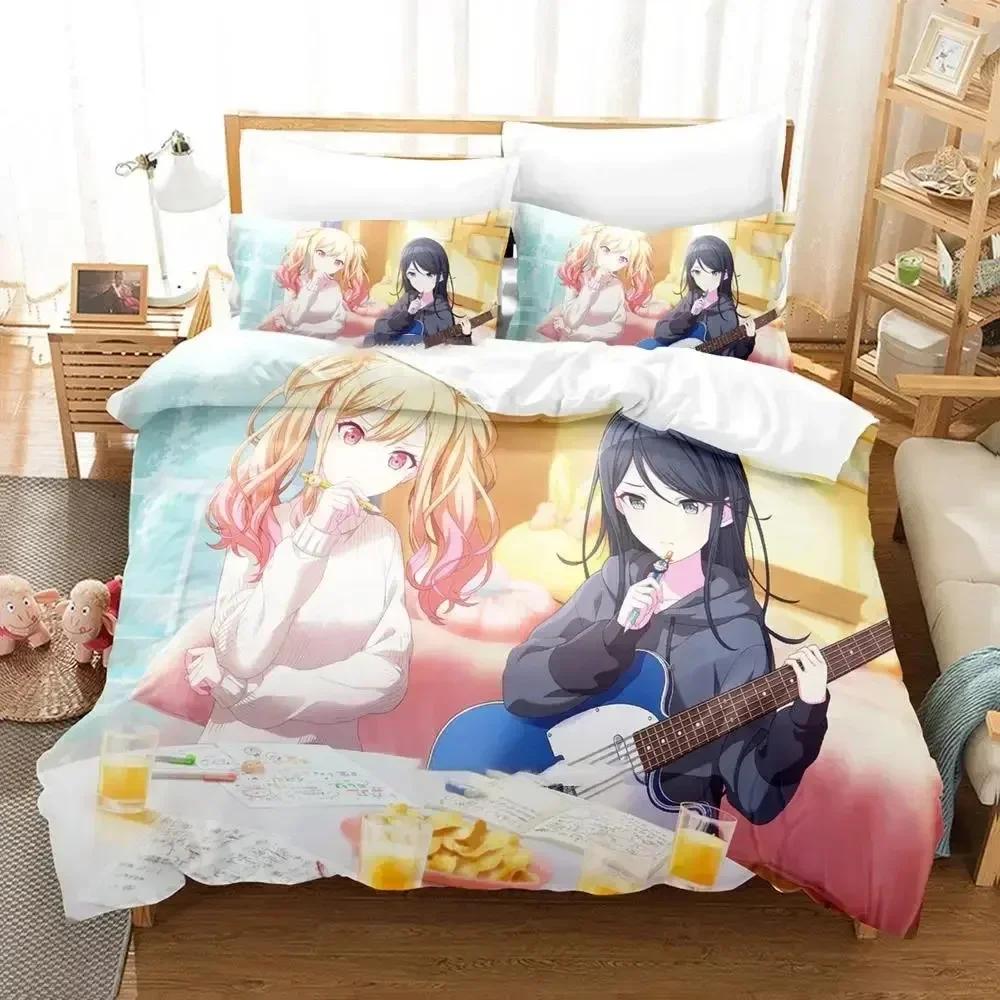 Comforter Anime Hoshino Ichika Project Sekai Bedding Set Printed Bed Set With Soft Queen King Size Bedclothes Home