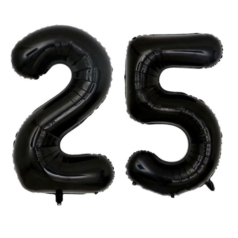 40 Inch Black Figure Foil Number Balloon Anniversary Birthday Party Decoration Adult Bridal Shower Digital Ballon Kids Globo