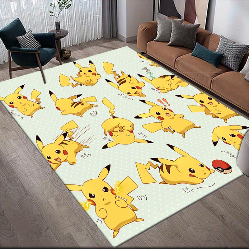 Pikachu Square Area Rug, Non-Slip Floor Mat for Home Office, Perfect Gift for Pikachu Fans.chl