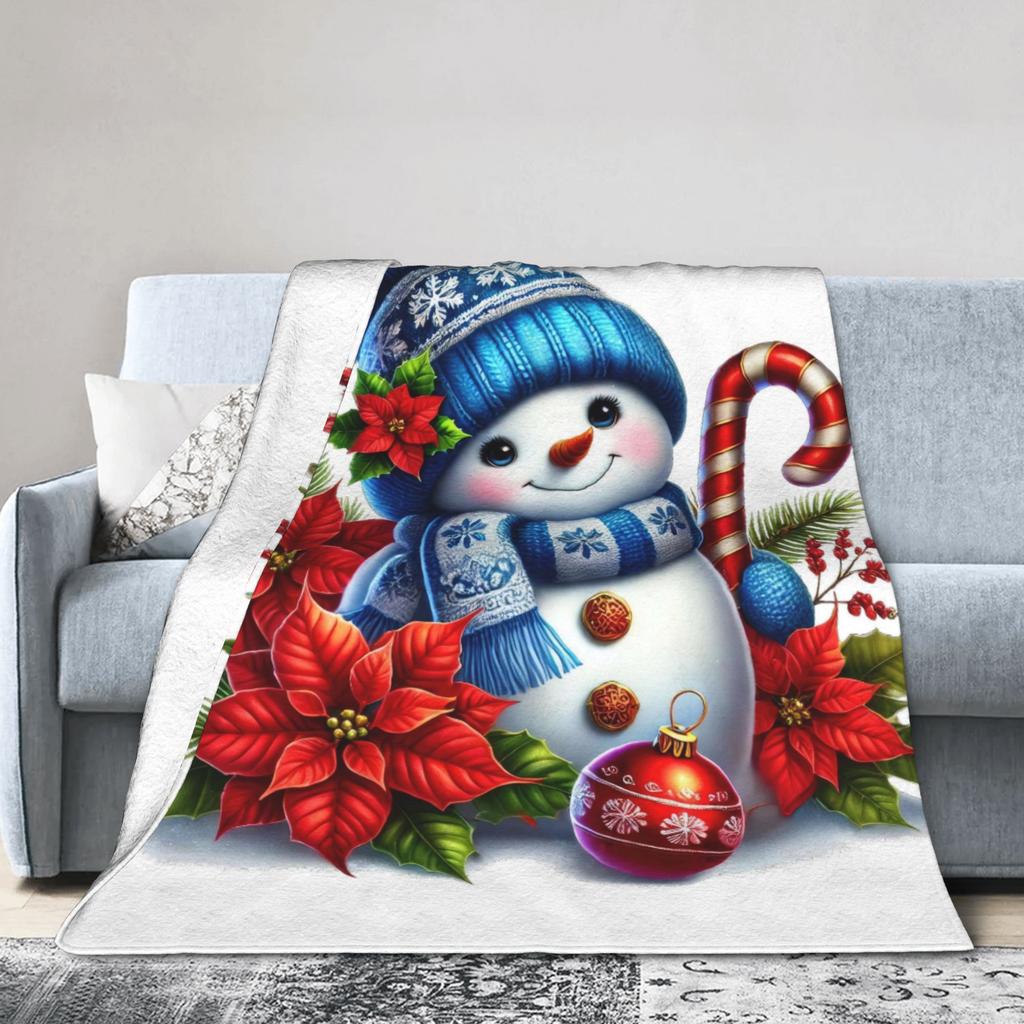Christmas Snowman Plush Blanket Children Flannel Throw Blanket For Home Decor Warm Custom Quality Bedspread Gift