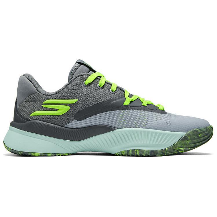 Skechers Модные удобные легкие прочные низкие мужские кроссовки для баскетбола Серый Зеленый 253015-CCGR