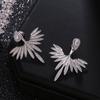 Fashion Shiny Zircon Wing Symmetrical Stud Earrings Exquisite Gold Silver Color Party Jewelry For Women