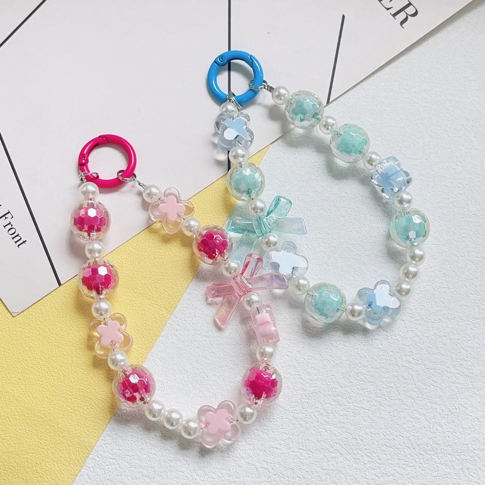 Beaded Beaded Phone Strap Wrist Strap Mobile Phone Lanyard Lovely Bow Phone Chain  Jewelry Gift