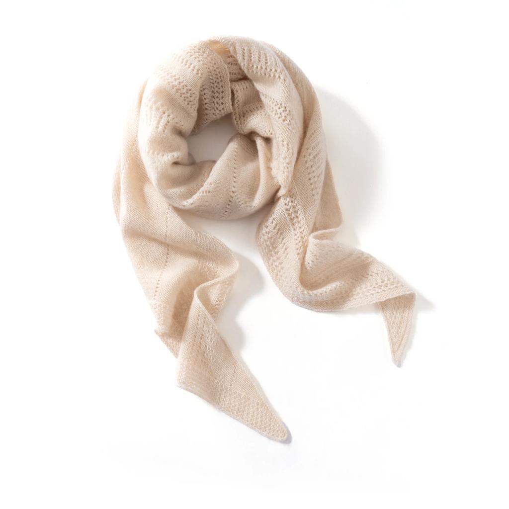 Women's 100% Cashmere Hollow Triangle Shawl Solid Color Face Protection Scarf for Elegant Fashionable Winter Outdoor Banquet