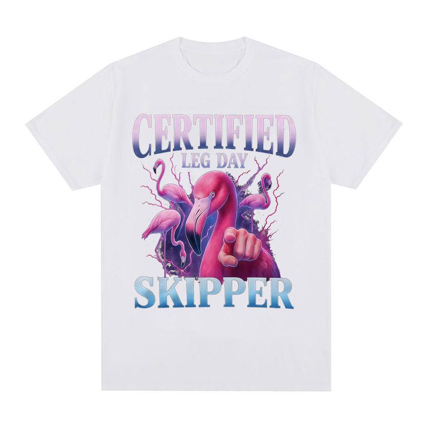Certified Leg Day Skipper Funny Flamingo Gym Meme TShirt Men Women Fashion Oversized T Shirt Casual ONeck 100 Cotton T Shirts