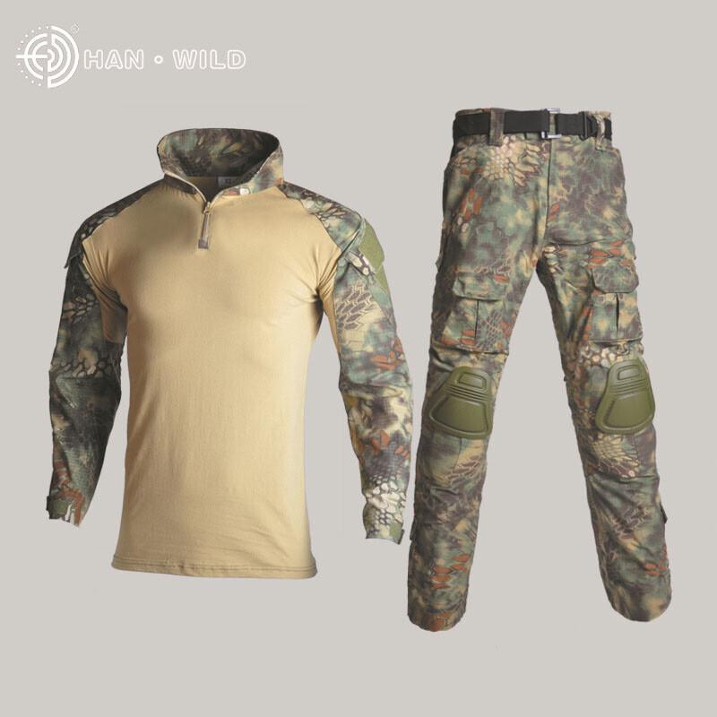 Tactical Gear Camouflage Tactical Military Uniform Clothing Sets Paintball US Army Combat Shirt + Cargo Pants with Elbow & Knee Pads