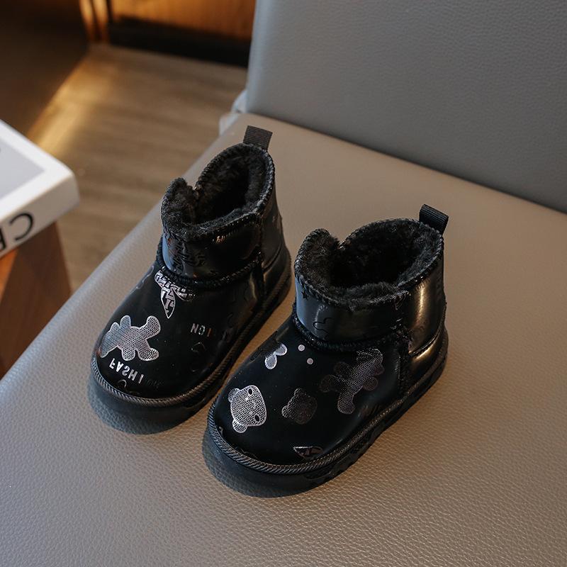 Children's Snow Boots for Girls, Thick Cotton Warm Shoes, New Winter Cartoon Cute Plush Short Boots for Young Children