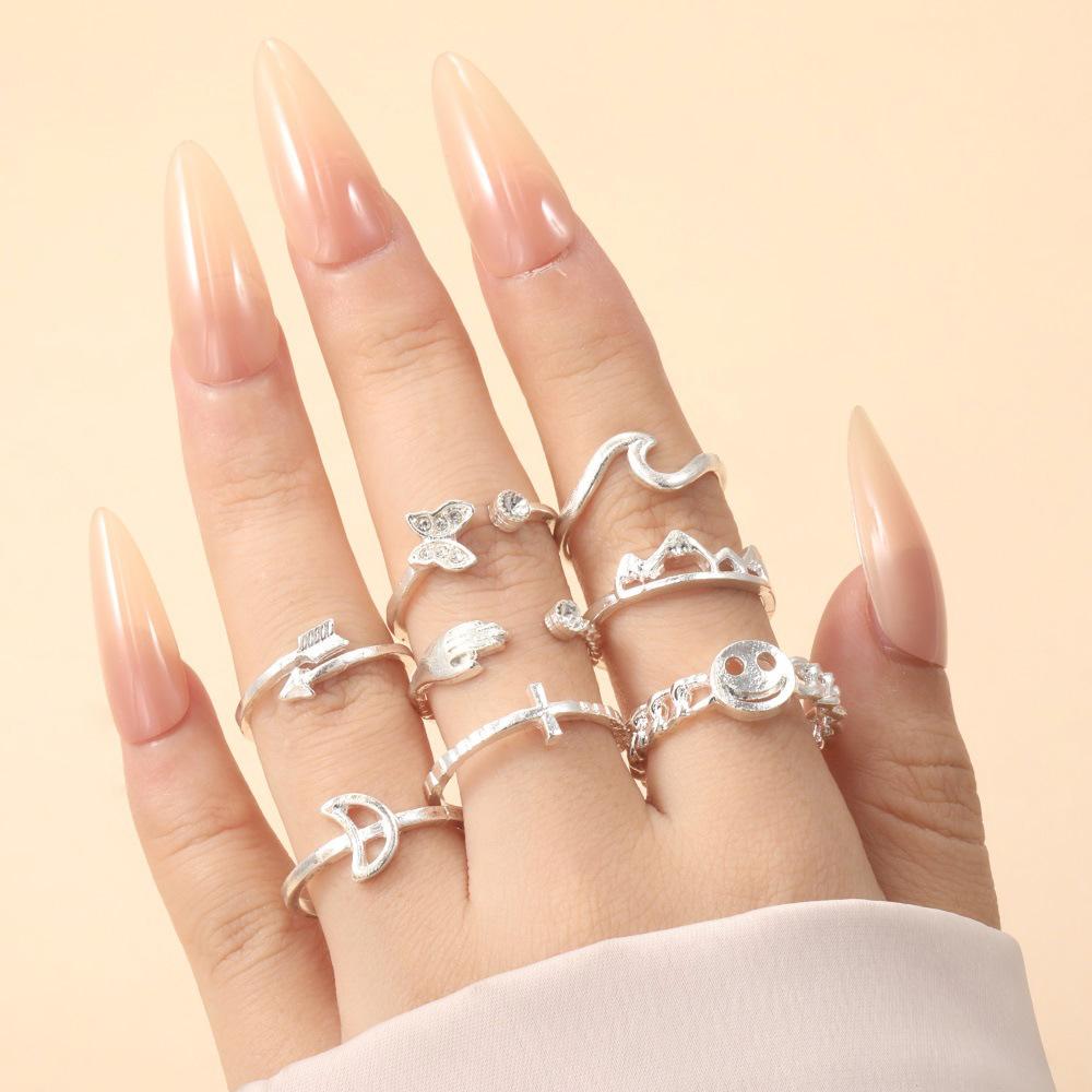 9 Piece Love Butterfly Star and Moon Combination Ring Set for Women