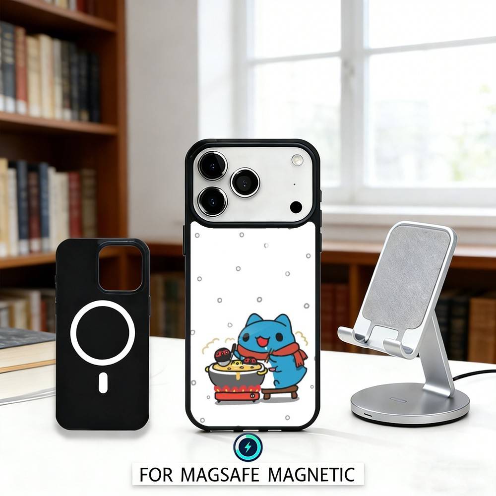 Чехол для телефона Fluffy-Cat B-Bugcat C-Capoo Магнитный Для iPhone17 16 15 14 13 12 Pro Max Для Magsafe Беспроводная зарядка Чехол