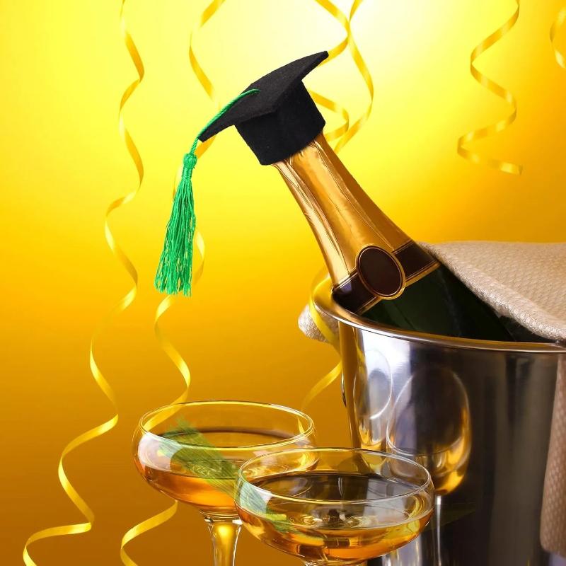 12 Pieces Mini Graduation Cap Class Of 2026 Mini Graduation Hats With Tassels Small Black Grad Cap Bottle Topper Decorations