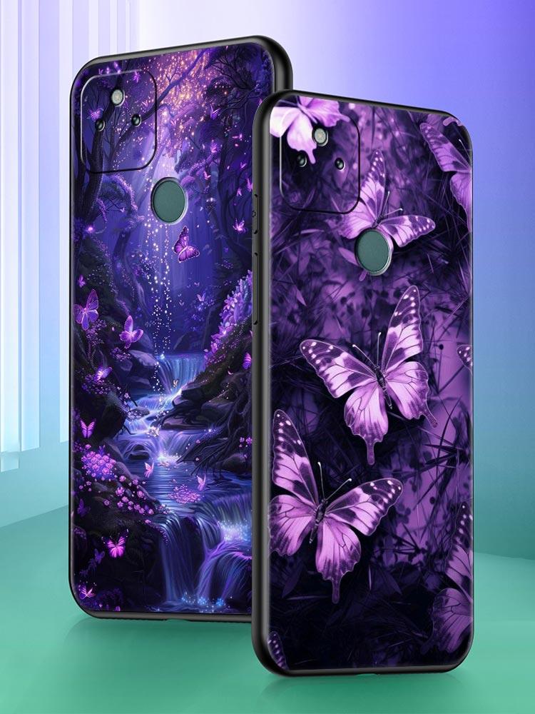 Art Purple Butterfly Phone Case Cover for Google Pixel 10 9 8 7 6 9A 8A 7A 6A Pro Shockproof Soft TPU 10 Pro XL Shell Fundas Bag
