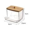 Acrylic Storage Box Bathroom Jar Cosmetics Storage Box Cotton Swab Box Cotton Swab Box Dispenser with Bamboo Wood Cover