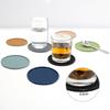 8Pcs Drinks Coaster with Holder Non-Slip Grooved Design Silicone Coaster Heat Resistant Dishwasher Safe Cup Mat Bar Supplies