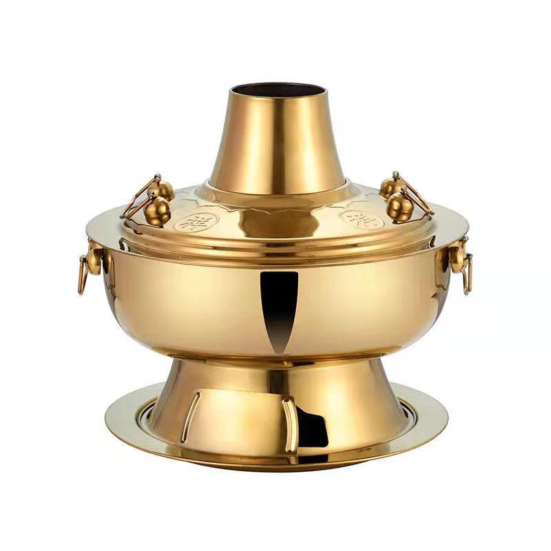 32 см Ретро Медно-покрытая Нержавеющая сталь Угольный Горячий горшок