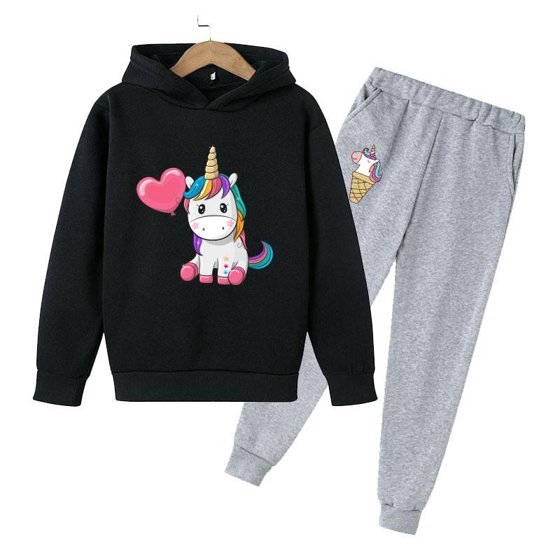 Милая детская толстовка с анимационным единорогом для детей от 4 до 14 лет, милая розовая толстовка с принтом логотипа для девочек, комплект одежды для младенцев для мальчиков