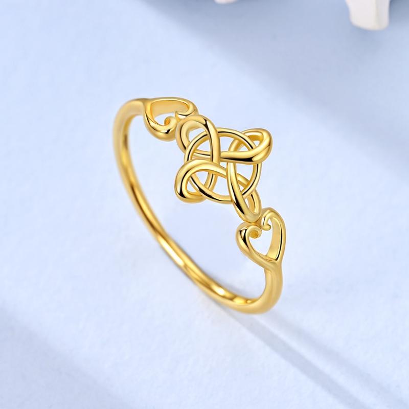 Authentic Genuine Copper Rings For Women Gold Celtic Knot Heart Shining Band Ring For Women Engagement Wedding Jewelry Creation