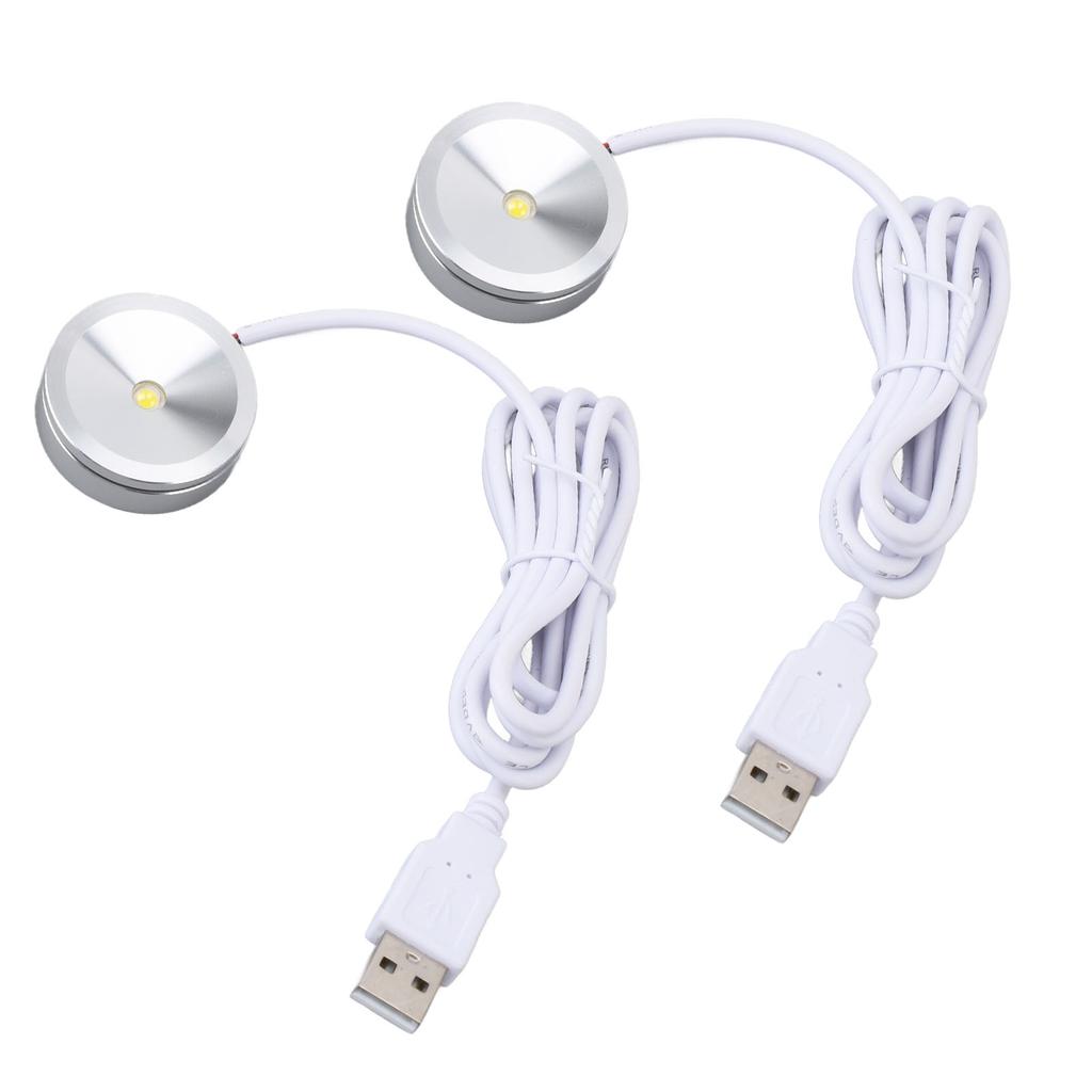 Display Spotlight Round USB Plug in Small LED Showcase Lamp with 4.2ft Cable for Jewelry Cabinet Cupboard Shelf 5V