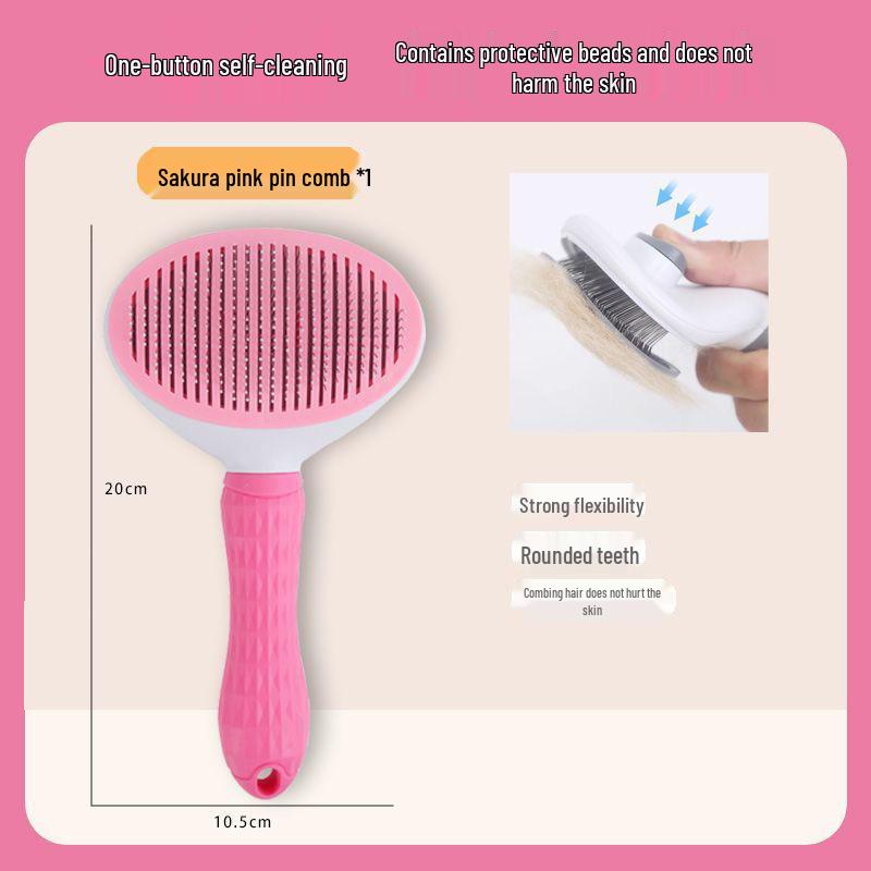 Pet Massage Comb - One-Click Hair Removal for Cats & Dogs, Knot Opener, Removes Loose Hair, Ideal for Long-Haired Pets