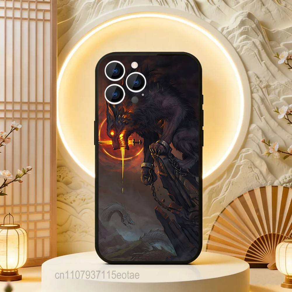 Чехол для телефона Один И Фенрир Силиконовый Мягкий Для IPhone 16,17,15,11,13,12,14,Mini,Pro,Max,Plus,Air,E Черный