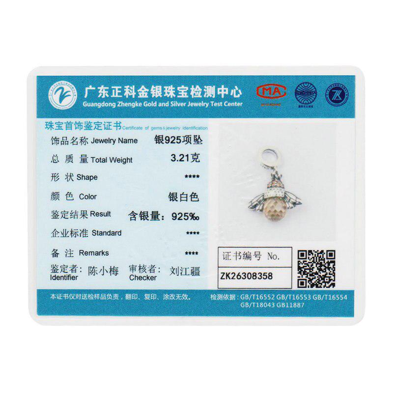 BAMOER Classic New 925 Sterling Silver Orange Wing Animal Bee Pendants Fit Bracelet