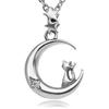 Brearly Gear Crescent Moon Cat Stainless Steel Necklace with Cat Box Set, Women's Pendant, Metal Allergy Friendly