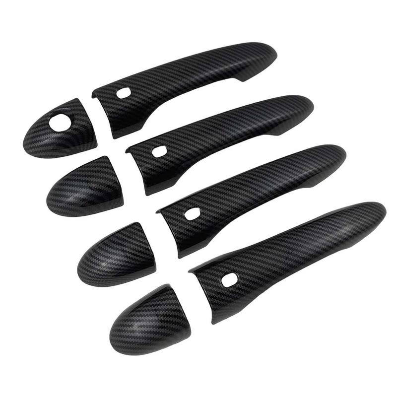 Car Decoration Smart Holes Door Handle Cover For Maserati Levante 2016-2024 Carbon Fiber Glossy Black Cars Accessories Styling