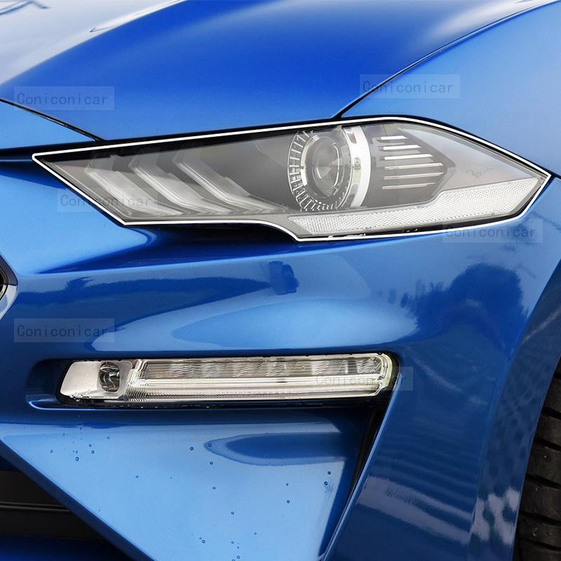 For Ford MUSTANG 2018-2023 Car Headlight Transparent TPU Protective Film Front Light Tint Change Color Sticker Accessories