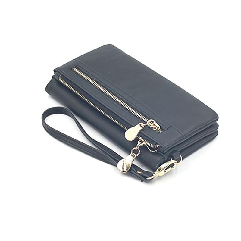Yogodlns Vintage Frosted Leather Women Long Wallet Fashion Wristlet Clutch Purse Handbags