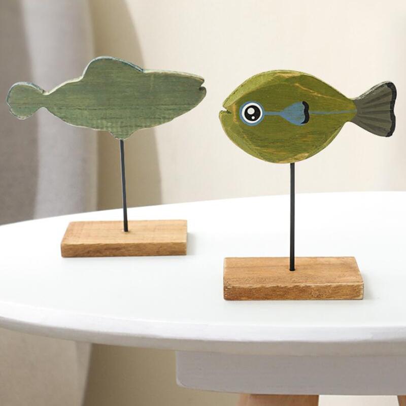 Красочные деревянные статуи рыб в средиземноморском скандинавском стиле, скульптуры рыб, украшения, шикарная гостиная, тумба под телевизор, домашний декор, поделки