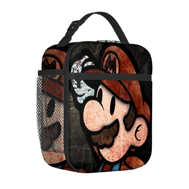 Mario Cartoon Insulated Lunch Bag Kids - 3D Printed Full-Print Portable School Outdoor Picnic Tote