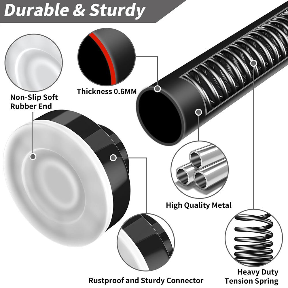 Shower Curtain Rod Extendable Rustproof Adjustable Pole Multi Purpose Curtain Rail Cupboard Wardrobe Hanging Rod No Drilling