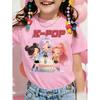 Kpop Style Short-Sleeve T-Shirts for Girls Funny Gift for Kids Summer Short Sleeve Tops Casual Round-Neck Outdoor Girls Clothes