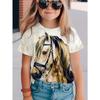 Kids T-Shirts Children's Loose, Comfortable, Breathable, Cute Casual Animal Print Pattern Girl's Pullover Short Sleeved Tee Shirt
