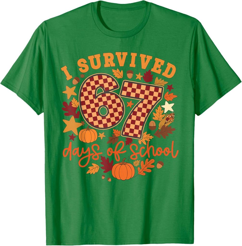 Survived 67 Days Of School Funny Teacher Thanksgiving Unisex T-Shirt