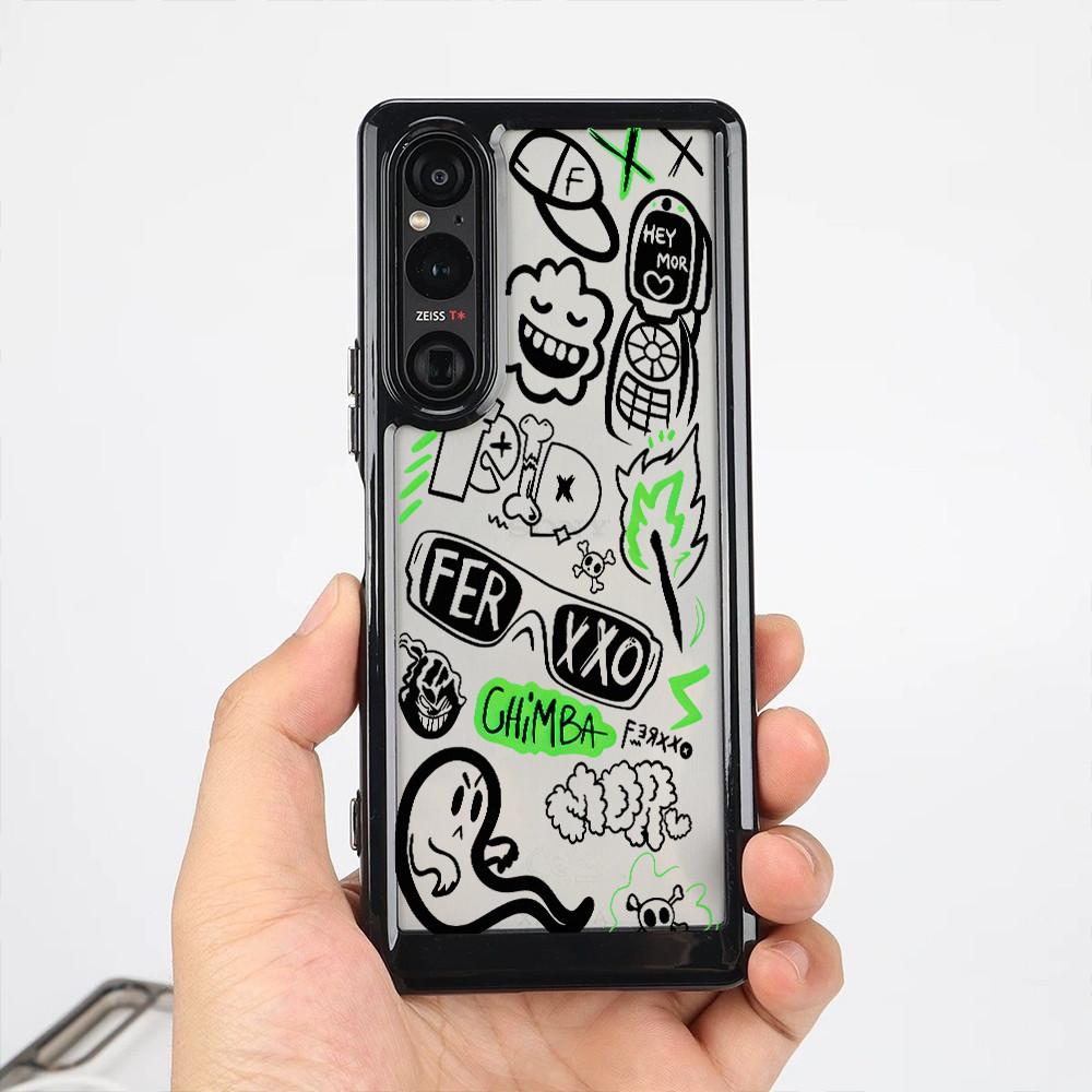 """Граффити""" Жесткий прозрачный чехол для телефона для Sony Xperia 1 V VI VII VIII Xperia 5 V Xperia 10 V VI VII / Ударопрочный чехол Sony"""